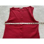 Madewell  Ribbed Crewneck Shell Top Vest Button Front Cherry Red Size M Photo 7