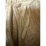 Anthropologie Lace Ruffle Sleeve Pintuck Blouse Cream Short Sleeve boho shirt S Photo 5