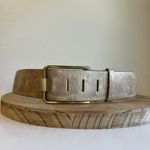Tan Beige Textured Vegan Leather Wide Golden Buckle Belt Size Large Photo 11