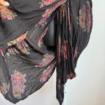 VTG Karen Alexander Black Floral Halter Dress Ruched Tulip Hem Sleeveless sz 10 Photo 5