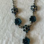 Blue Floral Silver Tone Necklace & Earrings Set Photo 14