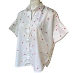 Madewell  Embroidered Pink Daisy Courier Oversized Button Down Shirt, Sz S Photo 8