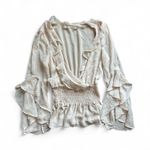 Chelsea and Violet Cream Bell Sleeve Smocked Blouse – Size M - Romantic Blouse Photo 1