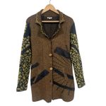 Boutique Women’s Art to wear Funky Boho Fuzzy Cardigan Acrylic Green Brown Black S Photo 1