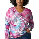 Laura Ashley  Plus Size 3X Top Handmade Tie Dye Long Sleeve Pink Blue Boho‎ 212 Photo 0