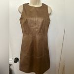 Badgley Mischka  "Belle" Sleeveless Gold Genuine Leather Dress Sz 2 Small A Line Photo 1