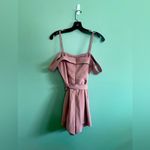 Greylin Anthropologie  Ellie Blush Pink Off the Shoulder Tie Waist Romper SZ S Photo 4