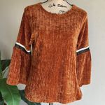 THML Velour Bell Sleeve Burnt Orange Sweater Sz Small NWT Photo 1