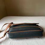 Vintage Toledano Green Leather‎ Crossbody Bag with Tan Trim Flap Shoulder Purse Photo 4