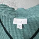 J Jill Women's Green Oversized Cozycore Waffle Knit Top Photo 3