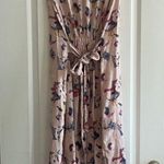 Bellambra Linen Midi Dress Light Pink Smocked waist Tie Back sleeveless Size S Photo 3