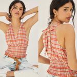 Anthropologie NWT  Pilcro Orange Motif Jessie Adjustable Halter Back Tie Top L Photo 0