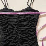 Forever 21 Vintage  Y2K Black Shimmery Ruched BodyCon Mini Dress Size M EUC Photo 6