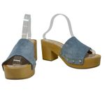 Veronica Beard Hannalee Suede Clog Sandals Heels Slide Wooden Blue Size 10 Photo 3