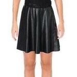 Aqua Dresses Black Faux Leather Lace Short Sleeves Party Dress Photo 0