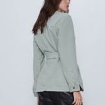 ZARA denim belted cotton jean jacket sage green Sz XL Photo 2