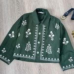 ZARA  Embroidered Linen Cotton Jacket Women, Boho Blazer with Floral Embroidery Photo 0