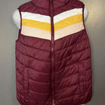 Arizona Jeans Arizona Jean Co Vest Womens Large Red Puffer Quilted Stripe Colorblock Zip Photo 0