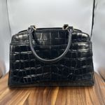 Coach  Lillie Carryall Black Crocodile Embossed Leather Satchel Handbag Photo 2