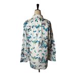 Talbots  Shirt Women 1X White Blue Cotton Butterfly Print Button Down Preppy Plus Photo 2