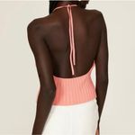GAUGE81 Moura Plunge Top Women Small Ribbed Knit Halter Coral Viscose‎ Blend Orange Photo 2
