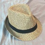 Woman’s black banded straw fedora hat Photo 1