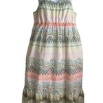 Sonoma Women Sun Dress L Pastel Watercolor Midi Ruffle Boho Beachy Hippie Casual Photo 0