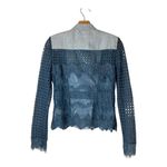 Chelsea And Walker Jacket Women 4 Blue Crochet Lace Mario Denim Jacket Preppy Photo 3