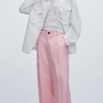 ZARA NWOT WOMEN PLEATED PANTS TROUSERS LIGHT PINK 8338/420 Wide Leg Large Photo 2
