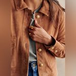 Sézane  Terry Jacket Gold Buttoned Camel Suede Goat Leather FR 34 NWT Photo 11