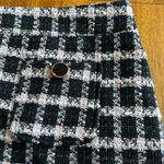 Maison D’Amelie. Paris Plaid Pink Black Tweed Mini Skirt Pockets Metallic Thread Photo 1
