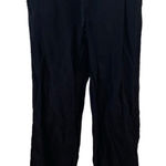 London jeans Black embroidered lace stripe linen Pants m wide leg resortwear Size 16 Photo 0