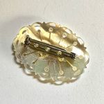 Mother of Pearl vintage carved oval brooch Photo 3