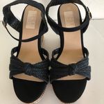 Time And Tru  Womens Cork Wedge Platform Black Sandals Size 7 Gold Cork Trim New Photo 7