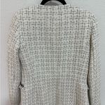 Tahari ASL White Black Tweed Boucle Pearl Trim Fringe Jacket Coat Size 2 Photo 6