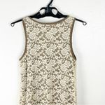 Ryu Brown Cream Crochet Tiered Lace Floral Sleeveless Lined Dress, Size Medium Photo 5