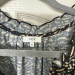 Voy Los Angeles Animal Print Pleated Sleeve Top w/ Tie Tan and Black Size undefined Photo 5