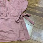 EXPRESS Rose Pink Satin Faux Wrap Cami Top Tie Waist Smocked Back Women's XS Photo 1