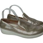 FitFlop Gold Metallic Slip-On sneakers shoes 8.5 reptile snake print Photo 0