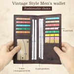 Mens Wallet Long with US Flag, Men's Wallet Leather Bi folding wallet for men- Gifts for Men (Wine Red, Modern) Photo 4