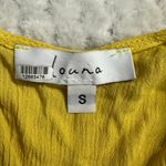 Louna Tie Romper Women's Small Yellow Mustard Short Flutter Sleeve V Photo 4