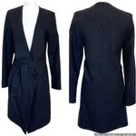 Alpha60 Drape Front Wool Blend Tie Front Jacket Black Fleck Mid Length Size XS Photo 1