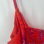 Eliza J  Dress Size 14 Midi Floral Spaghetti Strap Pink & Red Wedding Cocktail Photo 5