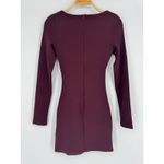 White Fox Boutique White Fox One Desire Mini‎ Dress Small Dark Burgundy Cutout Long Sleeve Beaded Photo 5