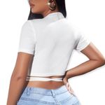 SheIn Ribbed Cut Out Drawstring Tie Knot Crop Top Photo 1