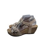 Taos Womens Sandals Wedge Cork Strappy Braided Tan Leather Buckle Closure Size 6.5 Photo 1