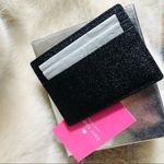Kate Spade  Black Glitter Card Holder Wallet Logo Embossed NWT Photo 1