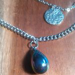 Peacock Color Shell Pearl Stainless Steel Four Layer Chain Necklace Photo 1