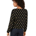 EXPRESS Floral Blouse Long Sleeve V-Neck Top Black Lace Women’s Sz Small Photo 2