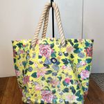 Christian LaCroix large Floral Yellow and Pink rope handle Tote Bag Photo 1